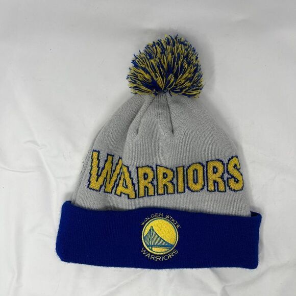 Golden State Warriors Pom Pom gray blue beanie MENS - Picture 6 of 10